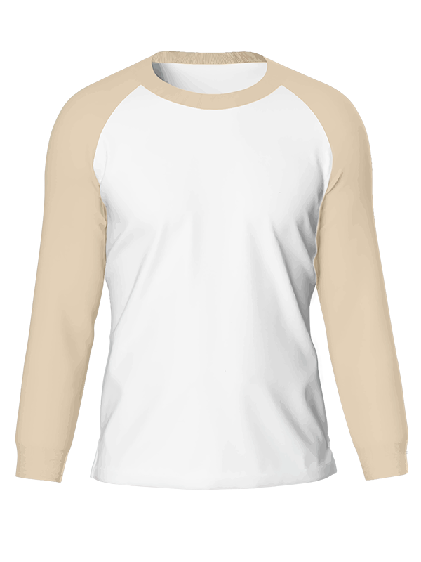 Женский классический лонгслив реглан с бежевыми рукавами и белым телом