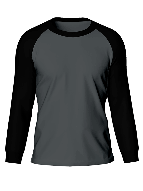 Женский классический лонгслив реглан с чёрными рукавами и графитовым телом