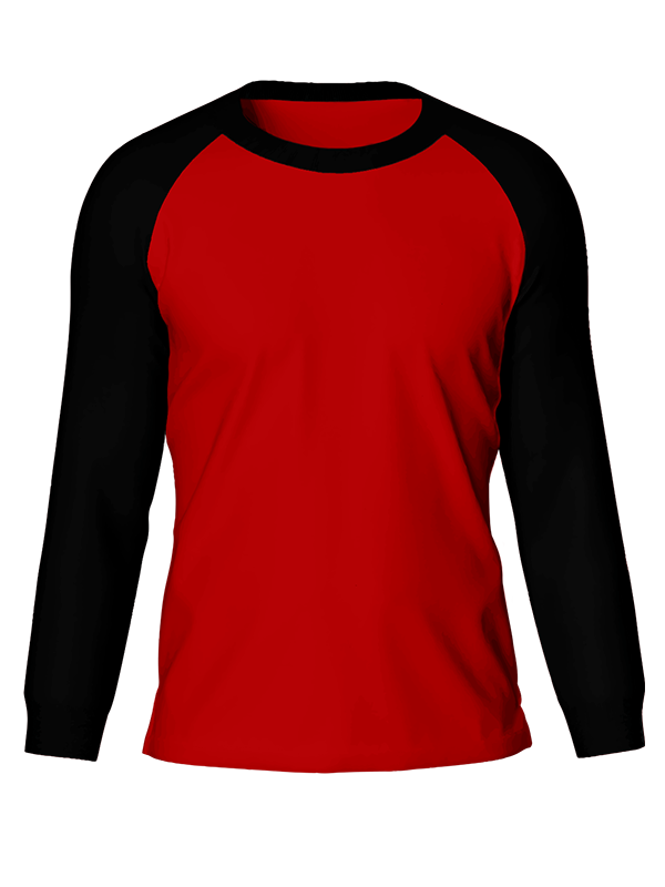 Женский классический лонгслив реглан с чёрными рукавами и красным телом