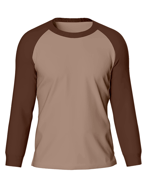 Женский классический лонгслив реглан с шоколадными рукавами и кофейным телом