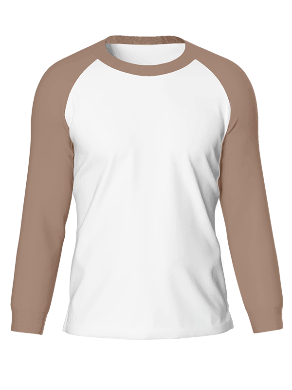 Женский классический лонгслив реглан с кофейными рукавами и белым телом