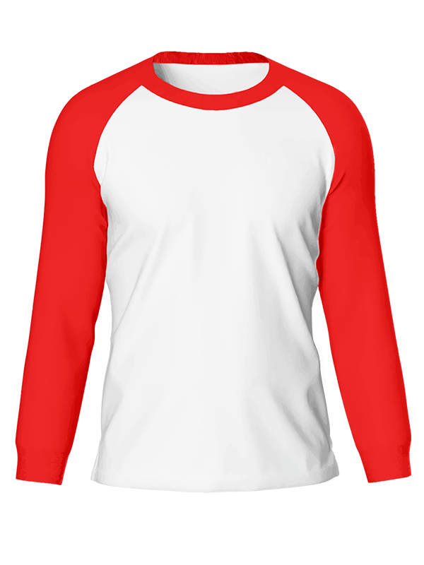 Женский классический лонгслив реглан с коралловыми рукавами и белым телом