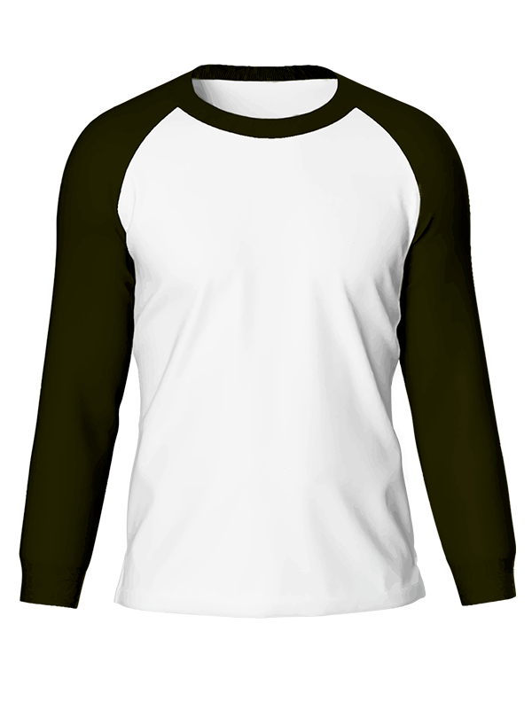 Женский классический лонгслив реглан с тёмно-зелеными рукавами и белым телом