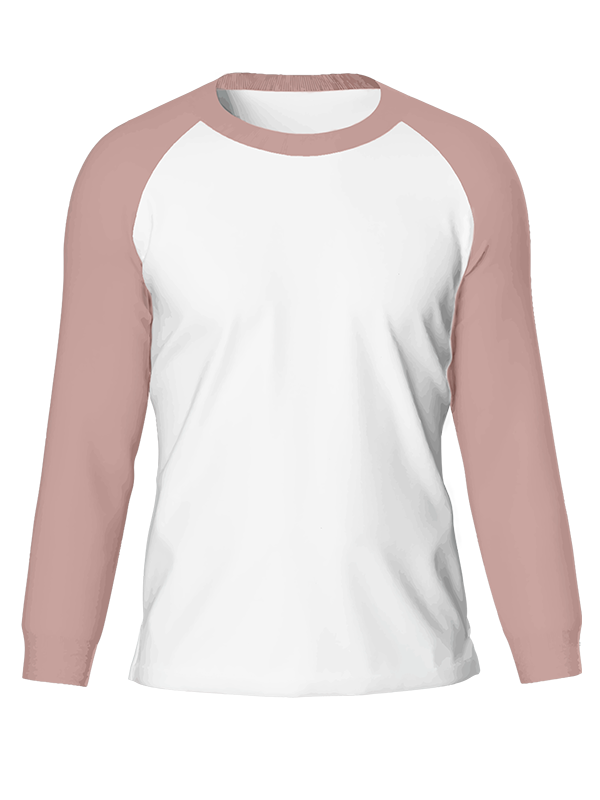 Женский классический лонгслив реглан с пыльно-розовыми рукавами и белым телом