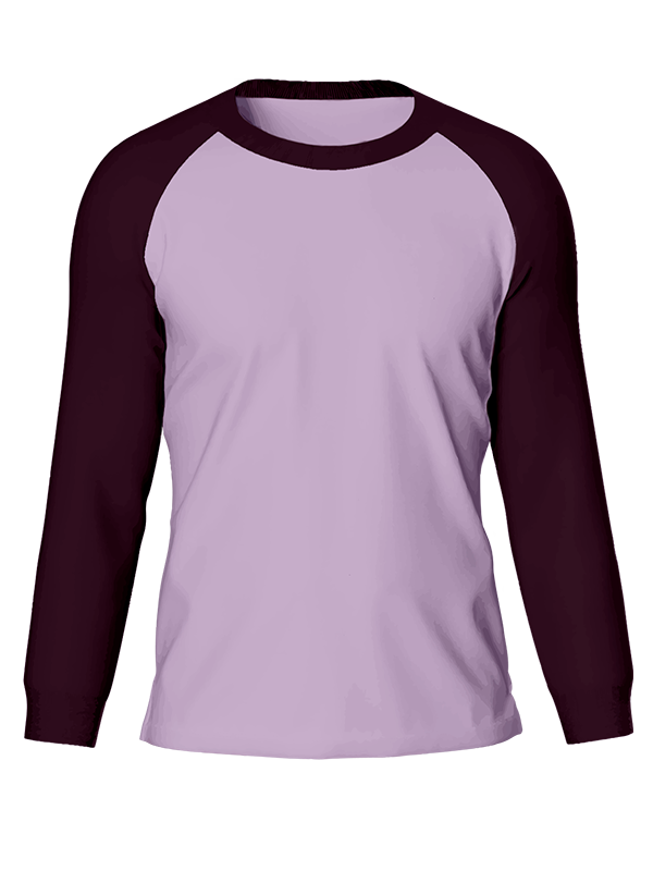 Женский классический лонгслив реглан с баклажановыми рукавами и сиреневым телом