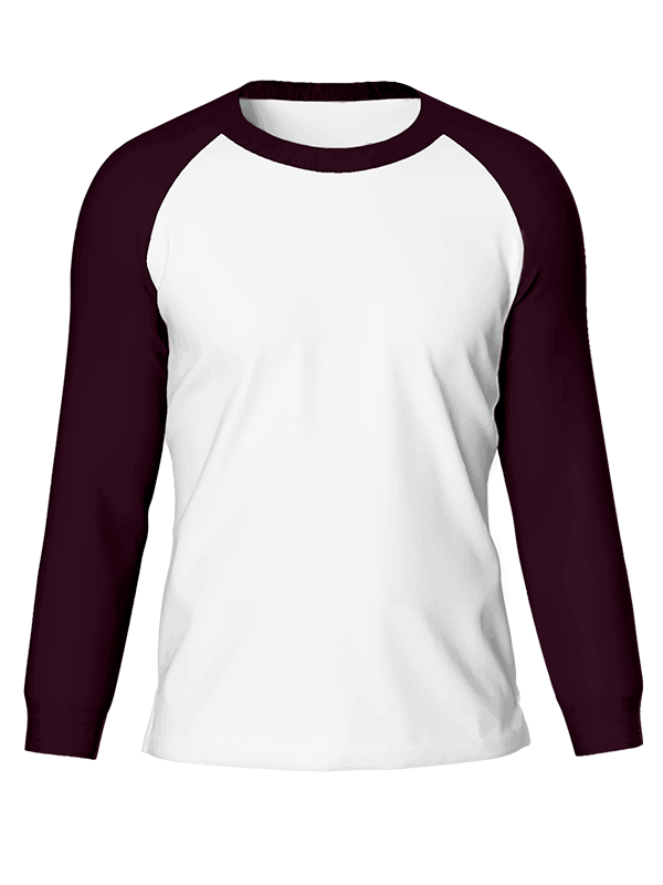 Женский классический лонгслив реглан с баклажановыми рукавами и белым телом