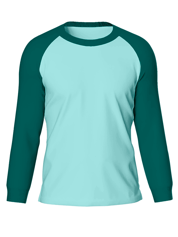 Женский классический лонгслив реглан с изумрудными рукавами и мятным телом