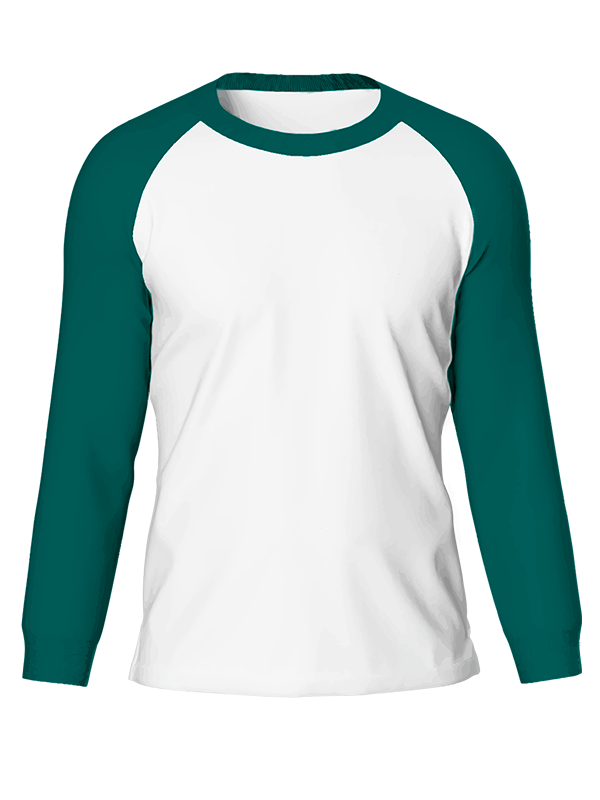 Женский классический лонгслив реглан с изумрудными рукавами и белым телом