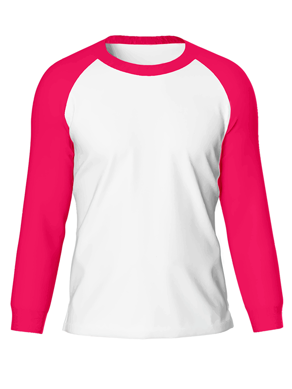 Женский классическая лонгслив реглан с фуксия рукавами и белым телом