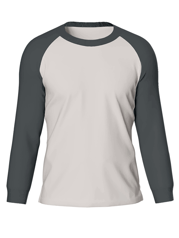 Женский классический лонгслив реглан с графитовыми рукавами и светло-серым телом