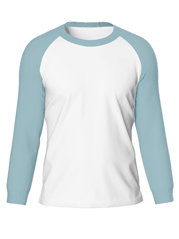 Женский классический лонгслив реглан с серо-голубыми рукавами и белым телом