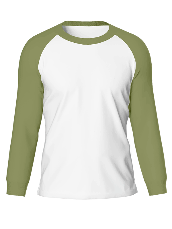 Женский классический лонгслив реглан с хаки рукавами и белым телом