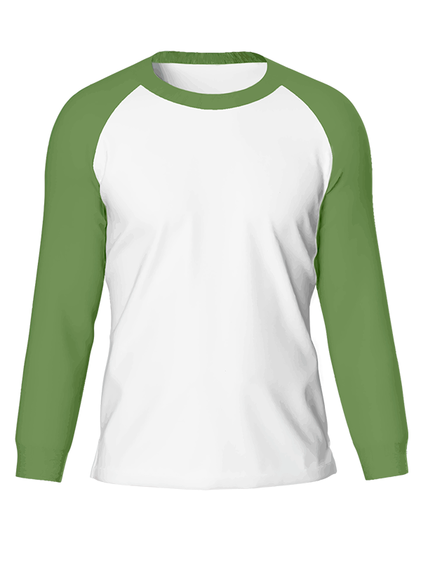 Женский классический лонгслив реглан  с болотными рукавами и белым телом