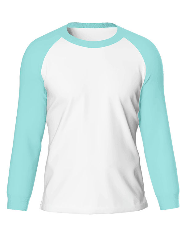 Женский классический лонгслив реглан с мятными рукавами и белым телом