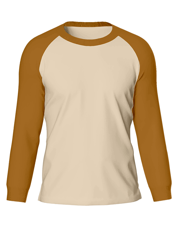 Женский классический лонгслив реглан с горчичными рукавами и бежевым телом