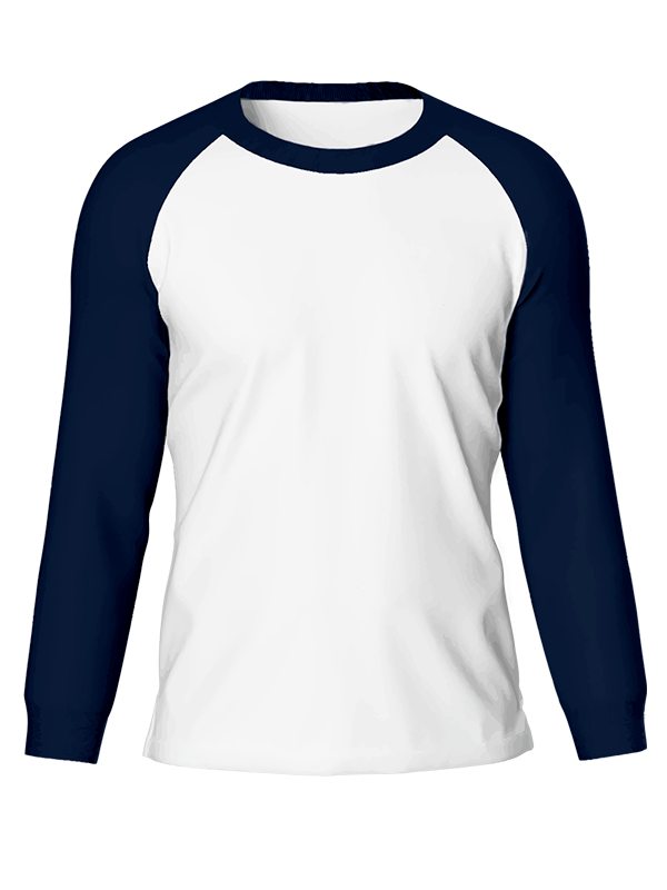 Женский классический лонгслив реглан с тёмно-синими рукавами и белым телом