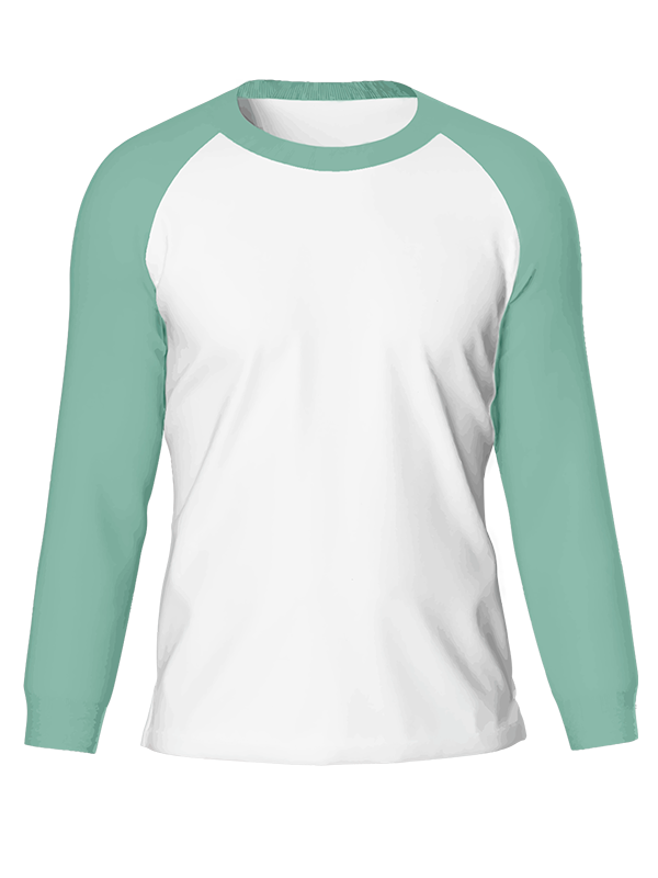 Женский классический лонгслив реглан с аквамариновыми рукавами и белым телом