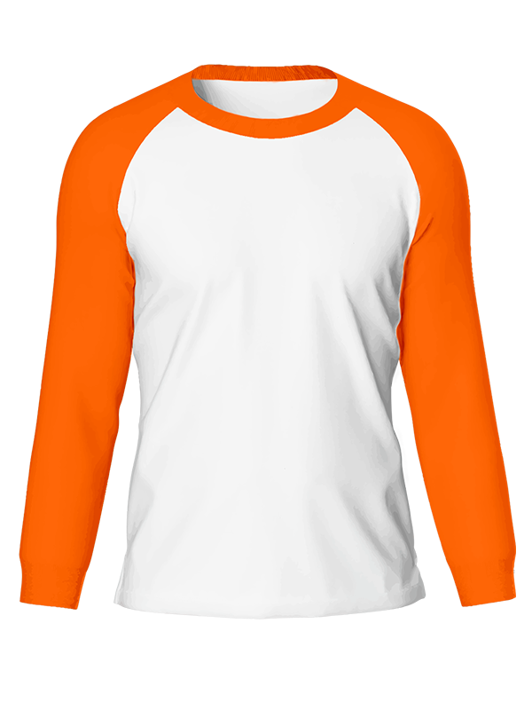 Женский классический лонгслив реглан с оранжевыми рукавами и белым телом