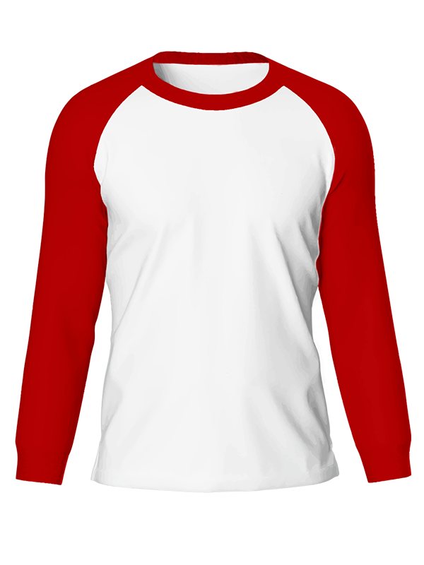 Женский классический лонгслив реглан с красными рукавами и белым телом