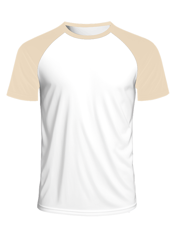 Мужская классическая футболка реглан с бежевыми рукавами и белым телом
