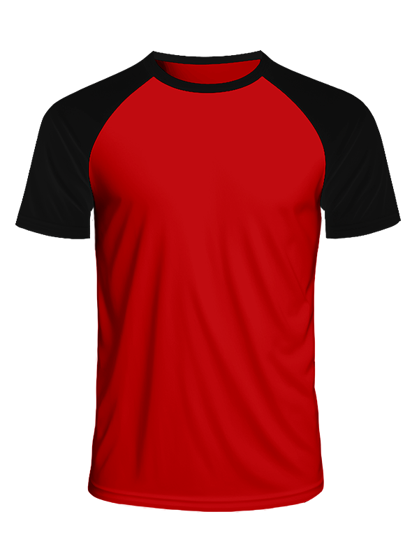Мужская классическая футболка реглан с чёрными рукавами и красным телом