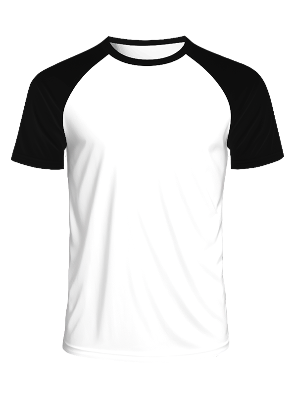 Мужская классическая футболка реглан с черными рукавами и белым телом