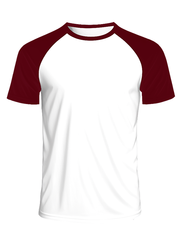 Мужская классическая футболка реглан с бордовыми рукавами и белым телом