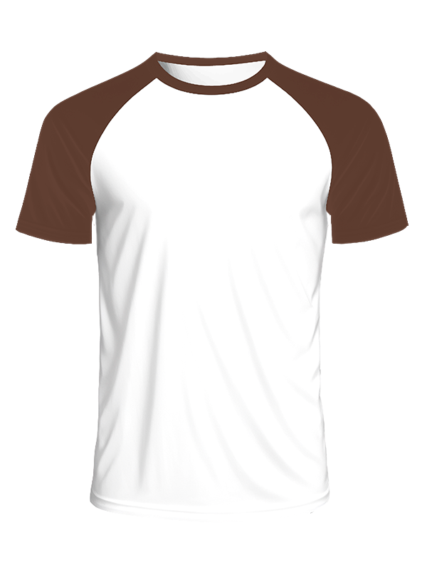 Мужская классическая футболка реглан с шоколадными рукавами и белым телом