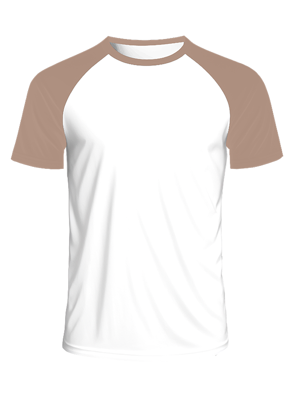 Мужская классическая футболка реглан с кофейными рукавами и белым телом