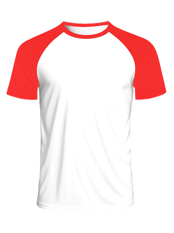 Мужская классическая футболка реглан с коралловыми рукавами и белым телом