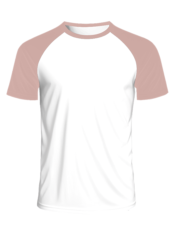 Мужская классическая футболка реглан с пыльно-розовыми рукавами и белым телом