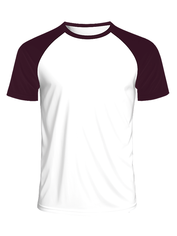 Мужская классическая футболка реглан с баклажановыми рукавами и белым телом