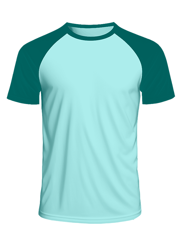 Мужская классическая футболка реглан с изумрудными рукавами и мятным телом