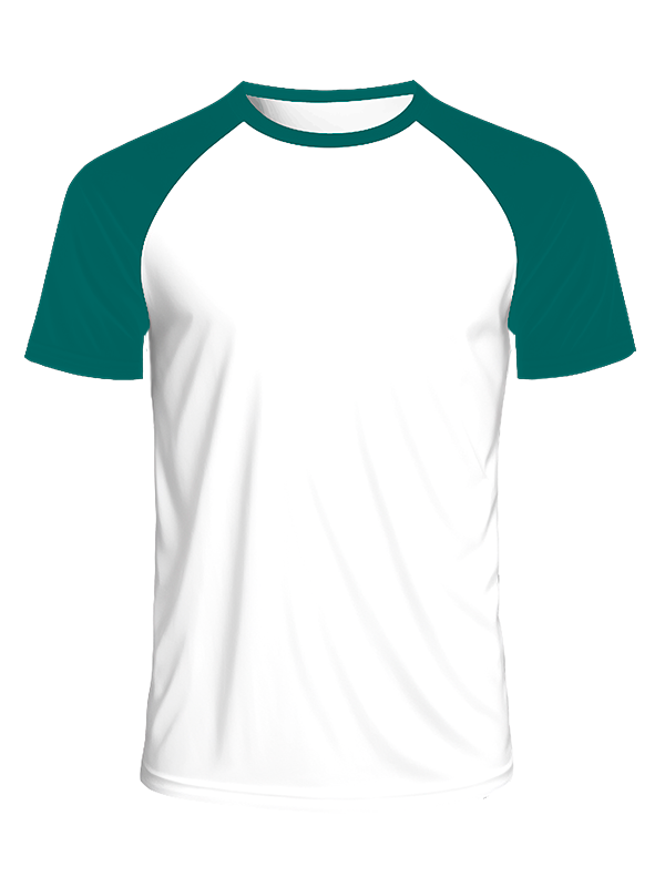 Мужская классическая футболка реглан с изумрудными рукавами и белым телом