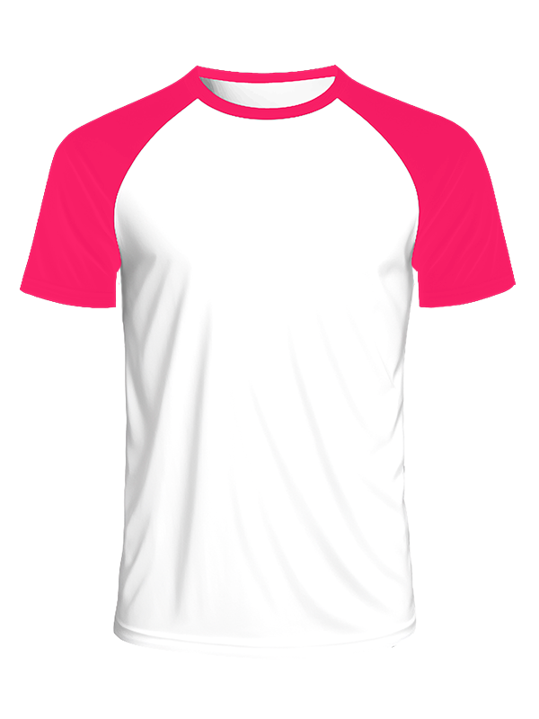 Мужская классическая футболка реглан с фуксия рукавами и белым телом