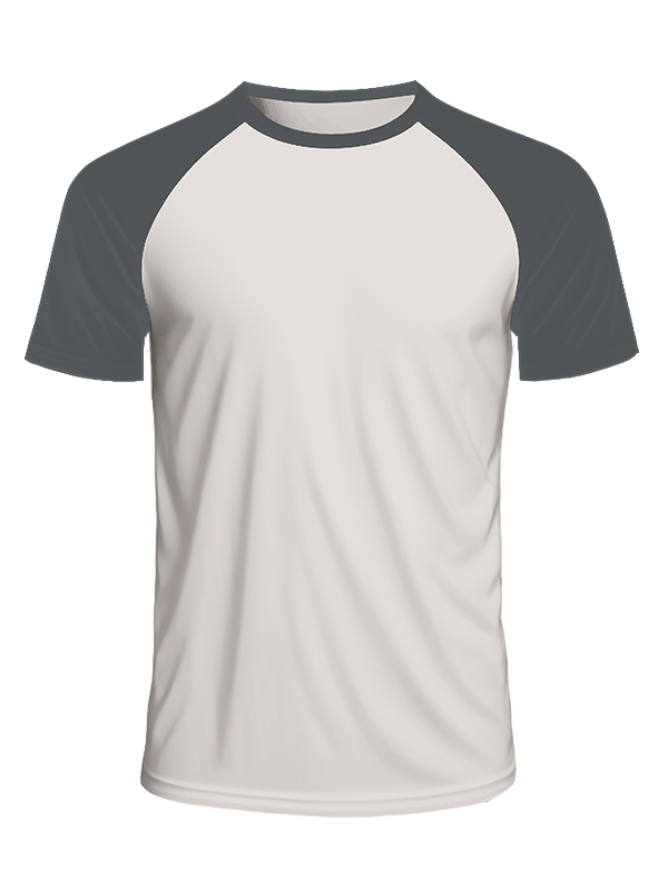 Мужская классическая футболка реглан с графитовыми рукавами и светло-серым телом