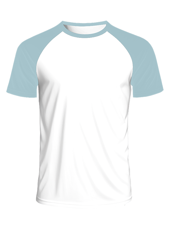 Мужская классическая футболка реглан с серо-голубыми рукавами и белым телом