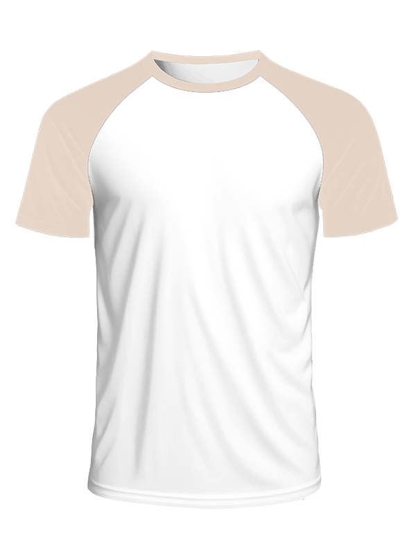 Мужская классическая футболка реглан с серо-кремовыми рукавами и белым телом