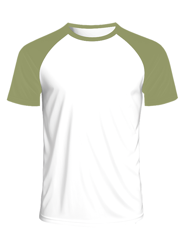 Мужская классическая футболка реглан с хаки рукавами и белым телом