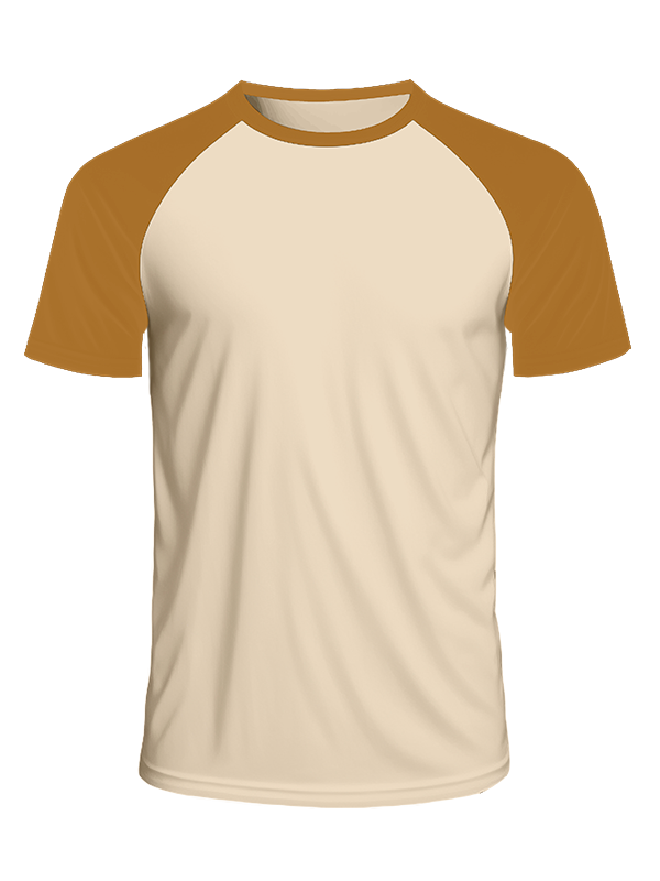 Мужская классическая футболка реглан с горчичными рукавами и бежевым телом