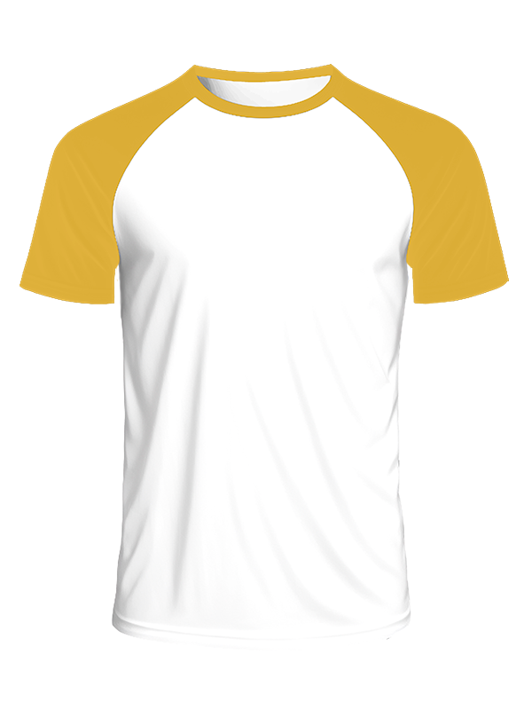 Мужская классическая футболка реглан с охра рукавами и белым телом