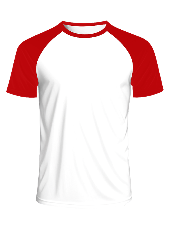 Мужская классическая футболка с красными рукавами и белым телом