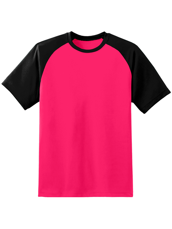 Женская оверсайз футболка реглан с чёрными рукавами и фуксия телом