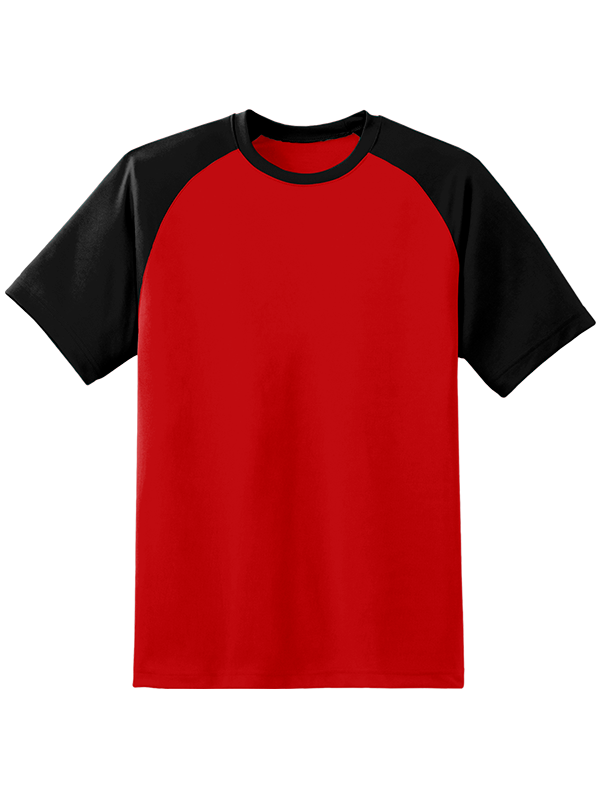 Женская оверсайз футболка реглан с чёрными рукавами и красным телом