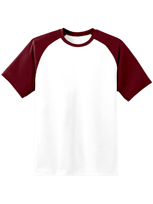 Женская оверсайз футболка реглан с бордовыми рукавами и белым телом