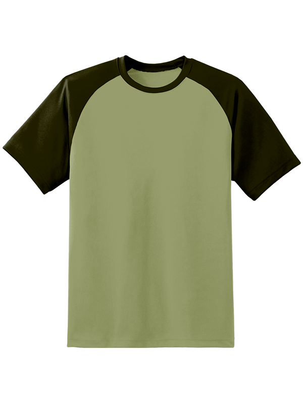 Женская оверсайз футболка реглан с тёмно-зелеными рукавами и хаки телом