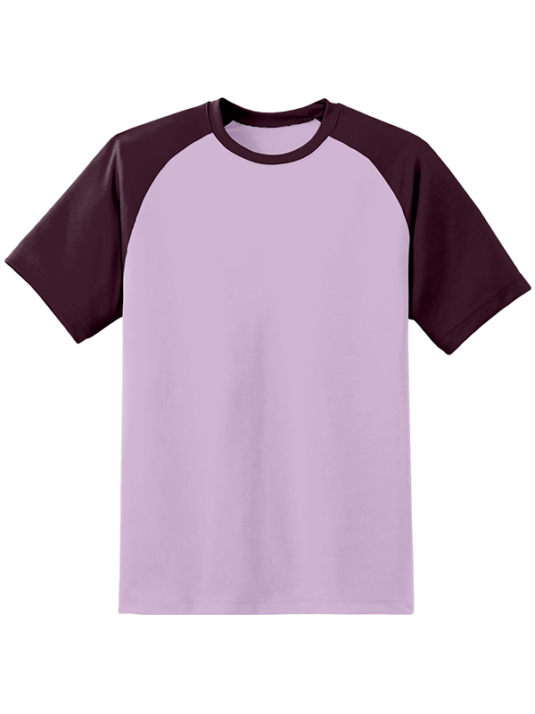 Женская классическая футболка реглан с баклажановыми рукавами и сиреневым телом