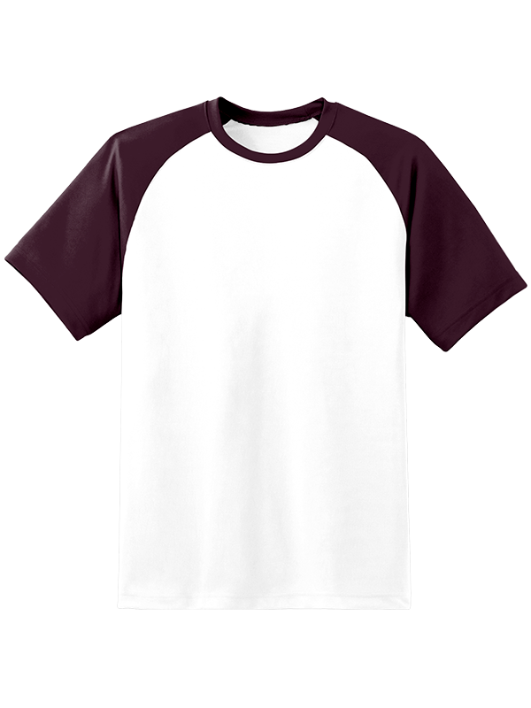 Женская оверсайз футболка реглан с баклажановыми рукавами и белым телом