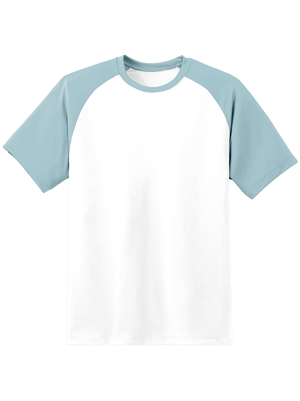 Женская оверсайз футболка реглан с серо-голубыми рукавами и белым телом