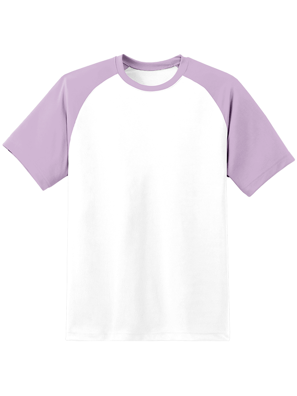 Женская оверсайз футболка реглан с сиреневыми рукавами и белым телом